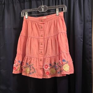 Mini Boden girls pink tiered cotton skirt size 9-10y